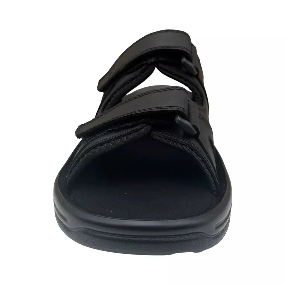 Propet Mens Slip-on Leather Sandal Size 10.5 Black Adjustable Straps Lightweight